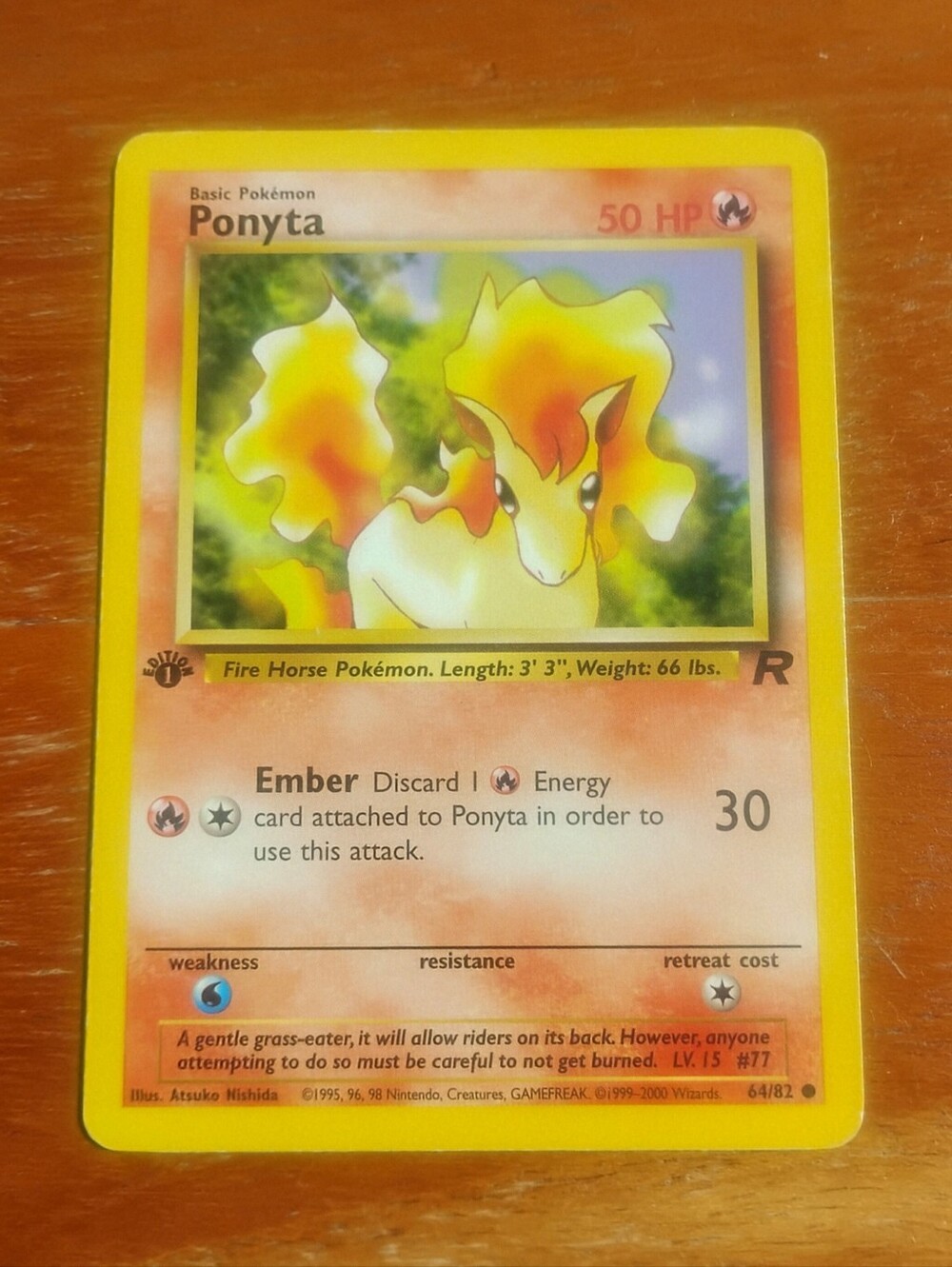 LP WOTC 2000 1st Edition Ponyta 64/82 Team Rocket Set Pokemon Card